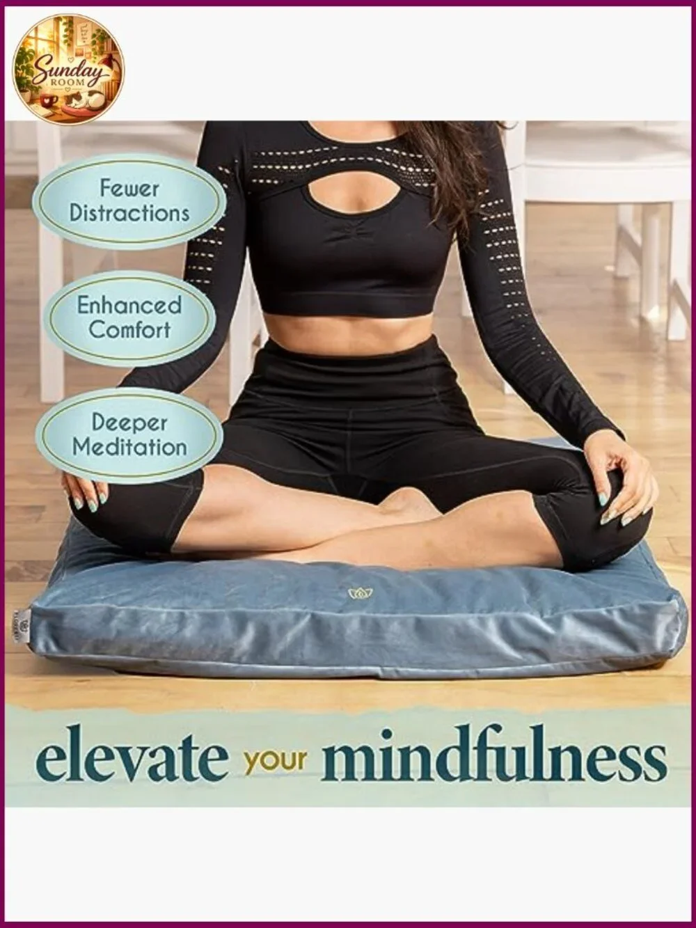 Large Meditation Cushion Floor Pillow Velvet Washable Zabuton Yoga Mat